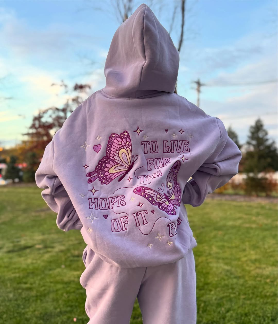 "To Live For the Hope of it All" Lilac Hoodie